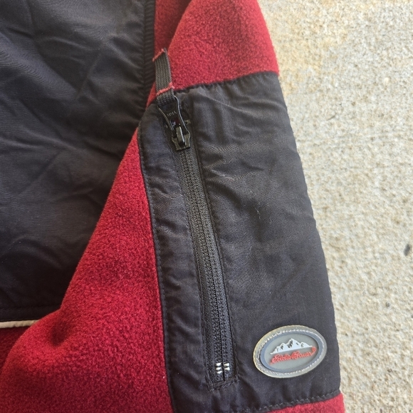 VTG 90s Eddie Bauer Polarec Fleece Jacket Sz M ZipUp Men Black Red Outdoor Thick - Picture 6 of 12